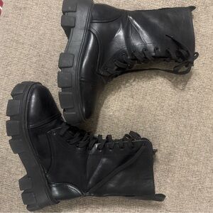 Chunky Black Lace-Up Combat Boots